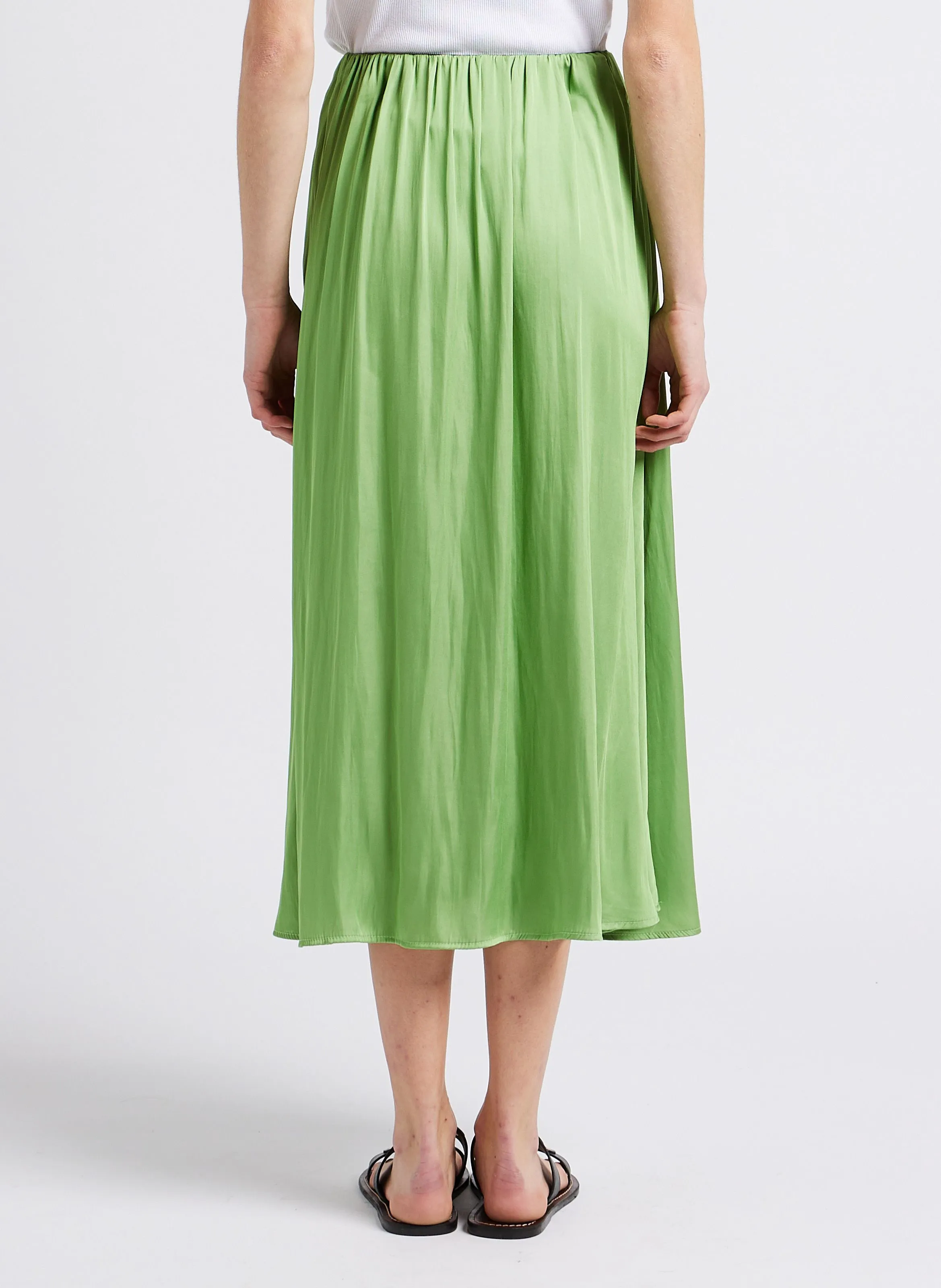 SEE U SOON Falda midi vaporosa satinada en verde